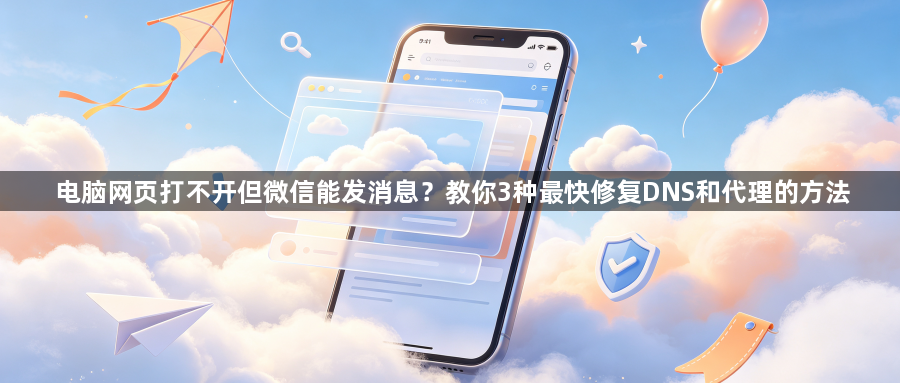 电脑网页打不开但微信能发消息？教你3种最快修复DNS和代理的方法1